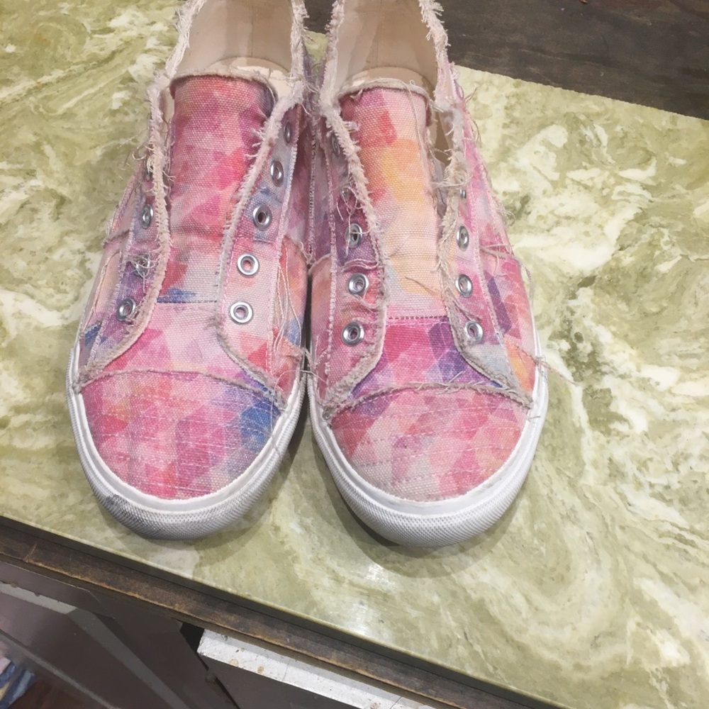 Corkys Pink Multicolor Frayed Slip-On Sneakers